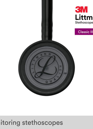 3M Littmann Classic III Monitoring Stethoscope, 5803, More Than 2x as Loud, Weighs Less, Stainless Steel Black Finish Chestpiece, 27 inch Black Tube, Stem and Headset