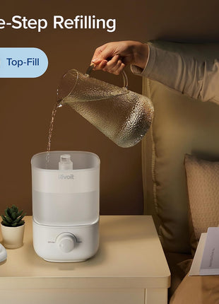 Levoit Top Fill Humidifiers for Bedroom, 2.5L Tank for Large Room, 28dB | Easy to Fill & Clean, Quiet Cool Mist Air Humidifier for Home Baby Nursery & Plants, Auto Shut-off for Safety, 25H Lasting