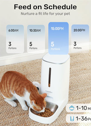 FUKUMARU Automatic Cat Feeder with Rotating Camera,1080P HD Video with Night Vision, 5G WiFi APP Control Pet Feeder, 2-Way Audio, Low Food, Motion & Sound Alerts
