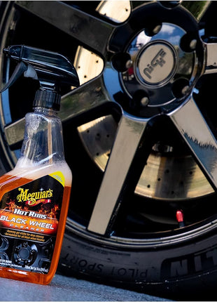 Meguiar's Hot Rims Black Wheel Cleaner, Deep Foaming Gel Specially Formulated to Effectively Clean Matte, Gloss, Satin, and Chrome Black Wheels, 24 Oz Spray Bottle