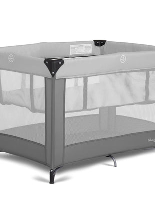 Dream On Me Zazzy Portable Playard with Bassinet - 360? Mesh Visibility, Quick Folding Travel Friendly Design, Carry Bag and Foldable Mattress Pad Included, Compact and Lightweight - Gray
