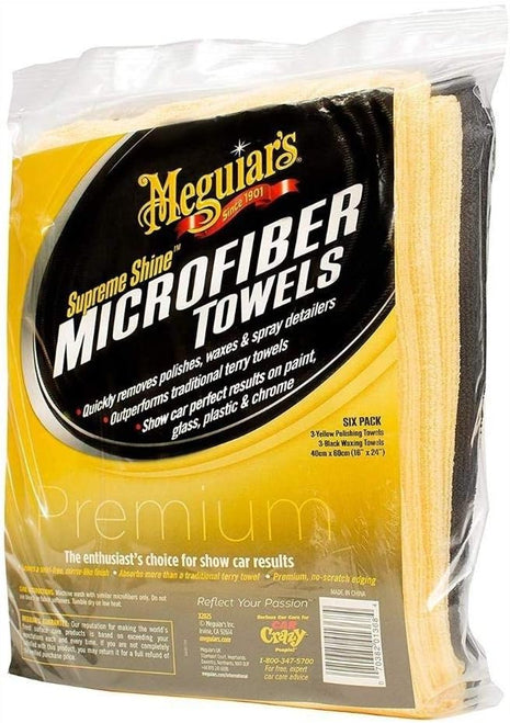 Meguiar's Supreme Shine Microfiber Towels for Cars, Ultra-Plush Car Microfiber Towel Set for Quickly Removing Product Without Leaving Swirls on Paint, Glass, Plastic, or Chrome