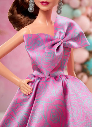 Barbie Signature Birthday Wishes Doll, Collectible Fashion Doll in Satiny, Pink Dress with Wavy Brown Hair and Giftable Packaging