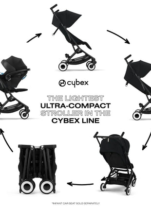 Cybex Libelle 2 Travel Baby Stroller - Lightweight Carry-On Travel Stroller for Airplane with One-Hand Recline, Compatible with CYBEX Car Seats, Magic Black