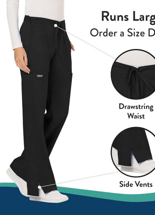 Cherokee WW Revolution Women's Mid Rise Straight Leg Pull-on Pant,D3Pewter,Medium Black