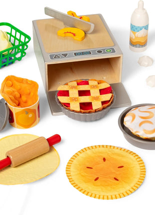 Melissa & Doug Make and Bake Pies Pretend Play Food Set and Wooden Oven with Squishy Dough for Ages 3+ - FSC Certified