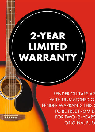 Fender FA-25CE Dreadnought Acoustic Electric Guitar, Beginner Guitar, with 2-Year Warranty, Includes Built-in Tuner and On-Board Volume and Tone Controls, Comes with Free Lessons, Sunburst