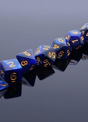 DND Dice Set Dark Blue Mix Black Nebula Dice for Dungeon and Dragons D&D RPG Role Playing Games 7Pcs Polyhedral Dice with Dice Bag