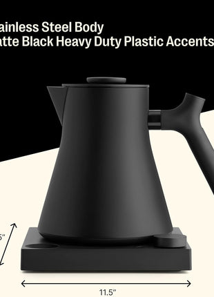 Fellow Corvo EKG Pro Gooseneck Electric Kettle for Pour Over Coffee & Tea | Precise Temp Control, Quick Heating, Stainless Steel, Brew Timer, Scheduling, LCD Display, Hold Mode, 0.9 Liter, Matte Black