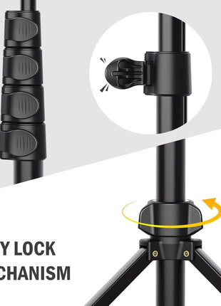 Liphisy 64" Tripod for Cell Phone & Camera, Phone Tripod with Remote and Phone Holder, Sturdy & Stable Height Adjustable Multi-Angle Shot Selfie Stick Tripod for Video Recording