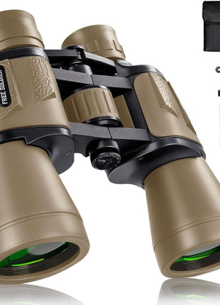 20x50 Binoculars for Adults with Smartphone Adapter - High Powered Binoculars for Bird Watching Hunting Hiking Concert Travel Theater with BAK4 Prism FMC Lens, Mud