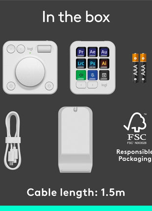 Logitech MX Creative Console, 9 Customizable LCD Keys, Stream Deck Accessories, Control Dial for Graphic Design, Adobe, Zoom, Spotify - Pale Grey, 3-Month Adobe Creative Cloud Membership