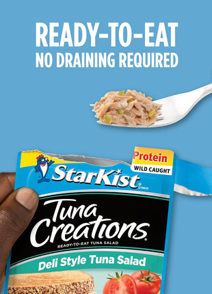 StarKist Tuna Creations Deli Style Tuna Salad, 3 oz Pouch (1 Pack) Ready to Eat Wild Caught Tuna, 13g Protein, 80 Calories Per Serving, Gluten Free, Soy Free, Kosher, Perfect for Meals and Snacks
