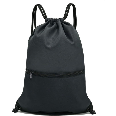 HOLYLUCK Drawstring Backpack Bag Sport Gym Sackpack - black