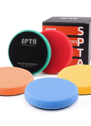 Buffing Polishing Pads, SPTA 5Pcs 6.5 Inch Face for 6 Inch 150mm Backing Plate Mix Cutting Force Buffing Pads Cutting Polishing Pad Kit for Car Buffer Polisher Compounding,Polishing, Waxing-SQMIX65