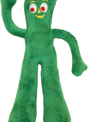 Multipet Gumby Dog Plush Toy - Squeaky Toy for All Dogs - Extra Soft Plush w/ Flexible Legs & Arms - Stuffed Animal for Cuddling & Playing - Cute Dog Pet Toy (9", Green)