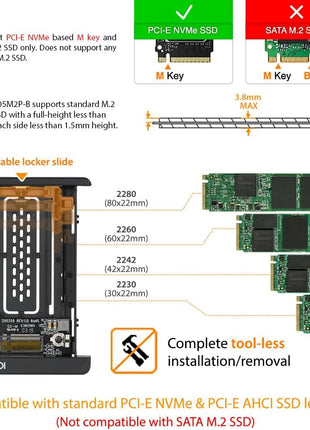 ICY DOCK M.2 PCIe 3.0/4.0 NVMe SSD to 2.5" U.2 SSD Converter / Mounting Adapter with Heatsink | EZConvert MB705M2P-B