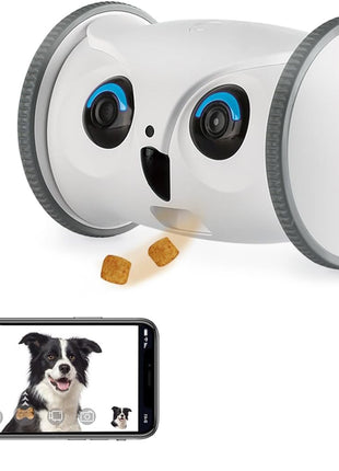 Owl Robot: 1080P Full HD Pet Camera with Treat Dispenser, Interactive Toy for Dogs and Cats, Full House Mobile Monitoring via App,2 Way Talk,No Monthly Fee (Only 2.4G WiFi)