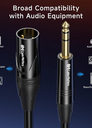 Cable Matters 6.35mm (1/4 Inch) TRS to XLR Cable - 10ft, Male to Male XLR to TRS Cable, Black - Not for Microphone Use