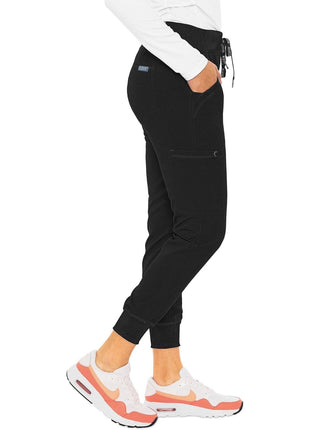 Med Couture Scrub Pants for Women Cargo Jogger Bottoms with 5 Pockets, Lightweight, Ultra Soft, 2-Way Stretch Fabric - MC7710, M, Black