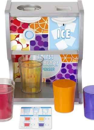 Melissa & Doug Thirst Quencher Wooden Drink Dispenser with Juice Inserts, Ice Cubes & Play Kitchen Accessories, Preschool Learning Toys for Girls & Boys 3+ - FSC Certified