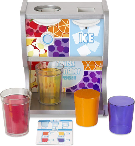 Melissa & Doug Thirst Quencher Wooden Drink Dispenser with Juice Inserts, Ice Cubes & Play Kitchen Accessories, Preschool Learning Toys for Girls & Boys 3+ - FSC Certified