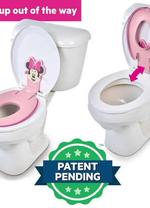 Bright Starts Disney Baby Minnie Mouse Flip & Sit Potty Training Seat, Attaches to Toilet Securely, Space Saving Design Fits Most Toilets
