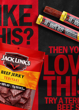 Jack Link's Teriyaki Beef Jerky Half Pounder - 8 oz Large Jerky Bag - Ready to Eat Real Meat Protein Snacks - 11g Protein per Serving - Made with 100% Real Beef