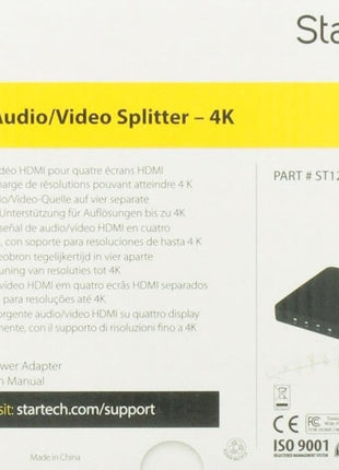 StarTech.com 4K HDMI Splitter - 4k 30Hz - 4 Port - Aluminum - Backward Compatible - HDMI Multi Port - HDMI Hub