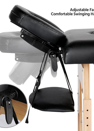 Yaheetech Massage Table Portable Lash Beds Spa Bed Massage Couch Foldable Spa Tables Adjustable 2 Fold with Non-Woven Bag 24 inch, Black