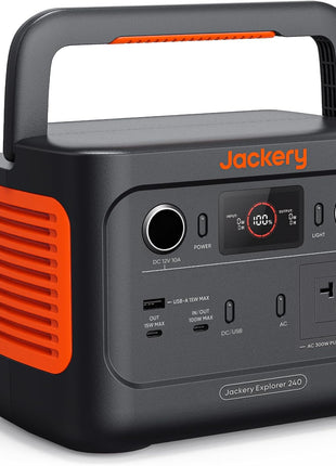 Jackery Explorer 240 v2 Portable Power Station, 256Wh LiFePO4 Battery with 300W AC/100W USB-C Output, 1Hr Fast Charging, Versatile Scenarios-Outdoor/Camping/RV/Travel/Emergency Backup