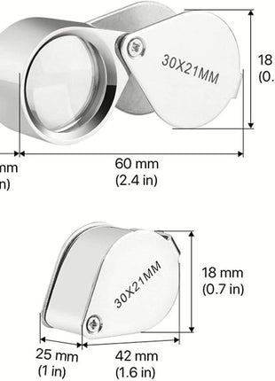 KINGMAS Pocket Jewelry Loupe 30x 21mm Jewelers Loop Eye Magnifying Glass Foldable Magnifier