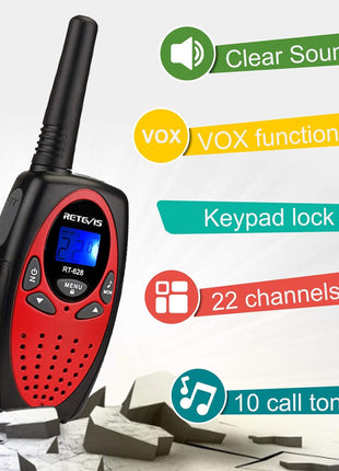 Retevis RT628 Walkie Talkies for Kids,Toys Gifts for 6-12 Years Old Boys Girls,Long Range 2 Way Radio 22CH VOX,Birthday Gift,Family Walkie Talkie for Camping Hiking Indoor Outdoor