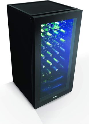 Danby DWC036A2BDB-6 3.3 Cu. Ft. Free Standing Wine Cooler, Holds 36 Bottles, Single Zone Drinks Fridge with Glass Door-Beverage Chiller for Kitchen, Home Bar, in Black