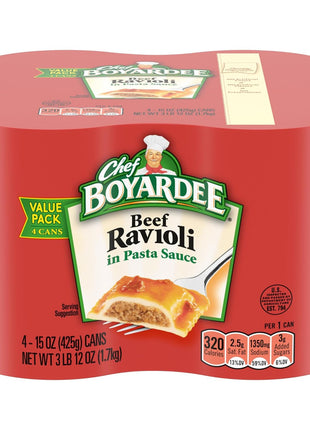 Chef Boyardee Beef Ravioli, 15 oz, 4 Pack