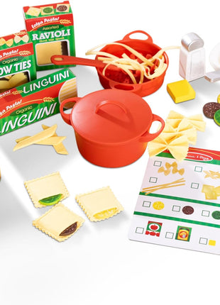Melissa & Doug Prepare & Serve Pasta Set with Toy Food & Kids Play Kitchen Accessories, Montessori-Inspired Preschool Learning Toys for Girls & Boys 3+