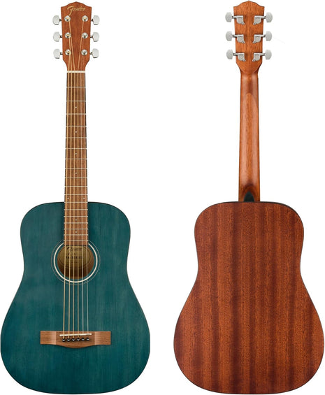 Fender FA 15 3/4 Scale Kids Steel String Acoustic Guitar   Blue Learn to Play Bundle with Gig Bag, Strap, Picks, Fender Play Online Lessons, and Austin Bazaar Instructional DVD