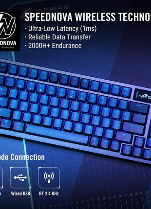 ASUS ROG Azoth Wireless Mechanical Gaming Keyboard 75% TKL, Tri-Mode Connectivity, Hot Swappable Pre-lubed ROG NX Snow Linear Switches, PBT Keycaps, RGB, OLED Display, PC/Mac Support - Black