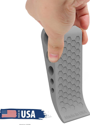 Door Stoppers for Bottom of Door Premium Floor Rubber Door Stop Wedge Made in USA Heavy Duty Honeycomb Design for Carpet, Tile, Ideal for Home, School, Commercial, Gray 2-Pack