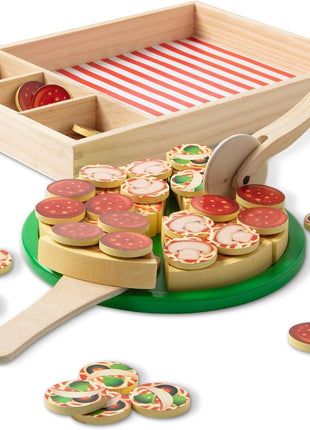 Melissa & Doug Pizza Party Wooden Play Food Set With 54 Toppings