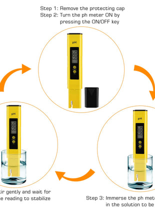 Digital pH Meter Tester Pen for Water, Pre-Calibrated, High Accuracy ±0.01, 0–14 pH Range, Pocket Size for Drinking Water, Pool, Aquarium & Hydroponics (Yellow)