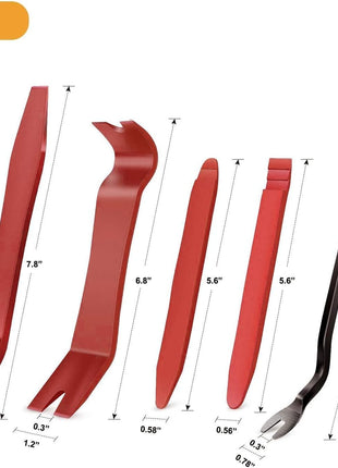 GOOACC 5 PCS Nylon Auto Trim Removal Tool Kit No-Scratch Removal Tool Kit for Car Panel & Audio Dashboard Dismantle Red