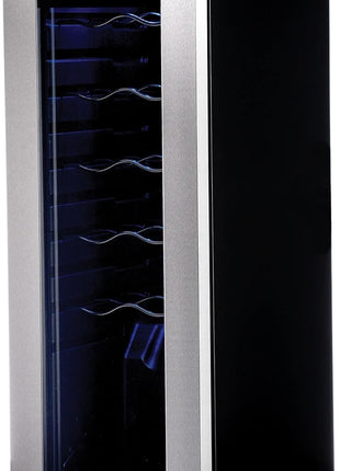 NewAir 12 Bottle Wine Cooler Refrigerator | Freestanding Wine Fridge | Stainless Steel, Double-Layer Tempered Glass Door, Quiet Compressor | 41F-64F Digital Temperature Control For Reds & Whites Wine