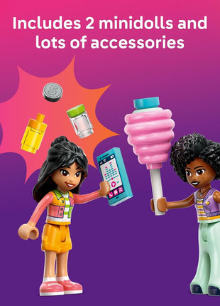 LEGO Friends Cotton Candy Stand and Scooter - Building Toy Pretend Play Set for Kids, Girls and Boys, Ages 6+ - with 2 Minidolls, Wheelable Food Cart and Accessories - Gift Idea for Birthday - 42643