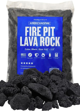 American Fire Products | Medium Lava Rock, 1/2 inch - 1 inch | Use in Fireplace, Fire Pit or Bowl | Outdoor & Indoor Volcanic Rock for Natural Gas or Propane Fires | Decorative Landscaping | 10 lb Bag