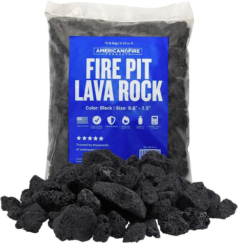 American Fire Products | Medium Lava Rock, 1/2 inch - 1 inch | Use in Fireplace, Fire Pit or Bowl | Outdoor & Indoor Volcanic Rock for Natural Gas or Propane Fires | Decorative Landscaping | 10 lb Bag