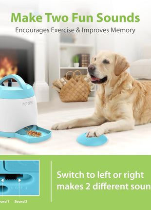 PETGEEK Automatic Dog Feeder Toy, Interactive Cat Dog Puzzle Toys Treat Dispensing, Electronic Dog Food Dispenser Remote Control, Safe ABS Material Pet Toy for All Breeds of Dogs Cats, Blue Color