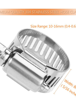 LOKMAN 20 Pack Stainless Steel Hose Clamp Adjustable 3/8'' - 5/8'' (10-16mm) Worm Gear Hose Clamp, Metal Fuel Line Pipe Clamp for Plumbing, Automotive And Mechanical Application