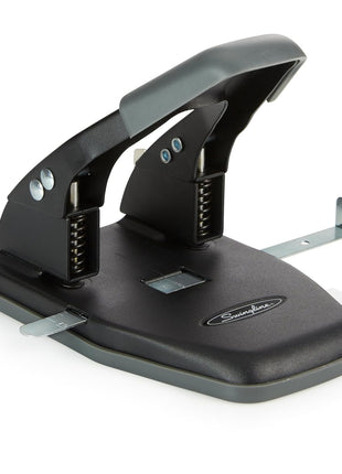 Swingline 2 Hole Punch, 28 Sheet Capacity Hole Puncher, Paper Punch, Low Effort Comfort Handle, Alignment Guide, Black (74050)