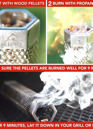 Premium Pellet Smoker Tube 12 inch (Set of 2) - 5 Hours of Billowing Smoke, Hot or Cold Smoking, for Any Grill or Smoker, An Easy and Safe Way to Provide Smoking, Free eBook Grilling Ideas & Recipes